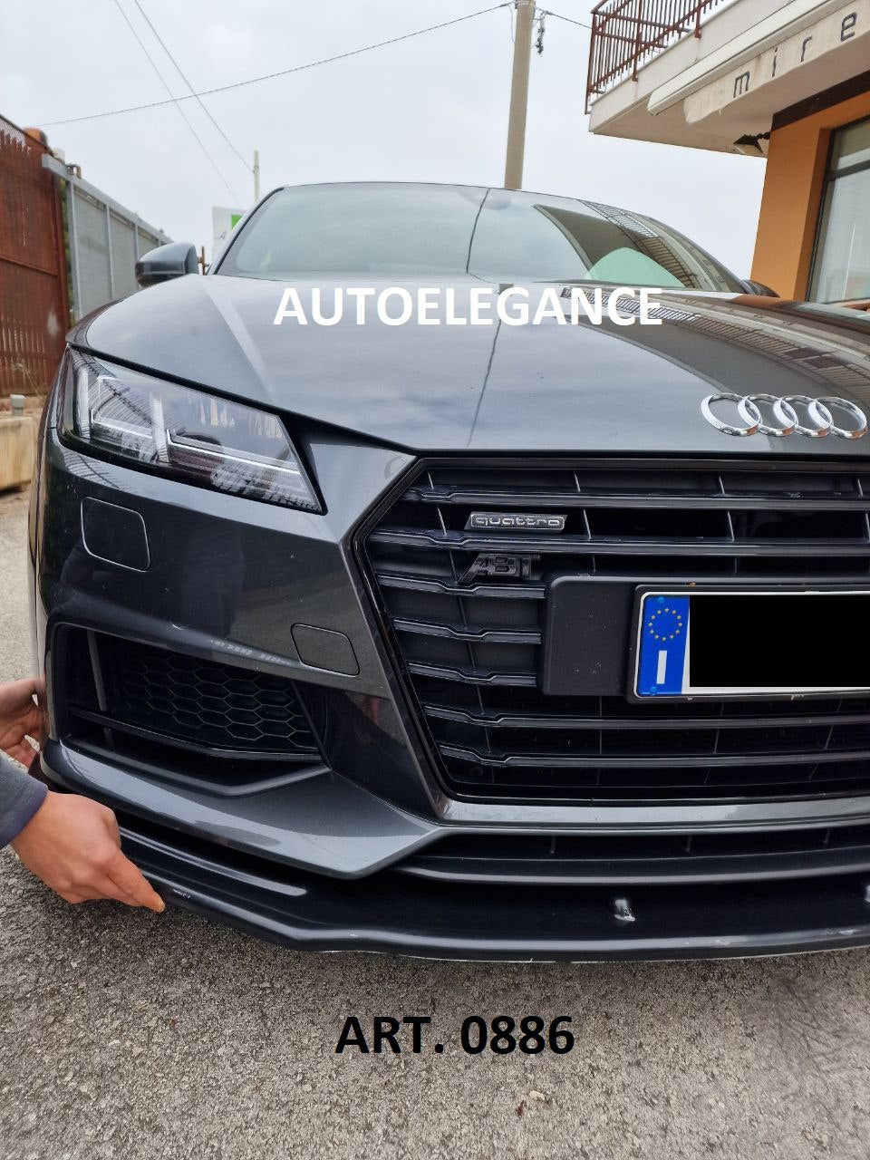 SPLITTER ANTERIORE PER AUDI TT FV MK3 2015+ ADATTO A PARAURTI RS NERO LUCIDO ABS