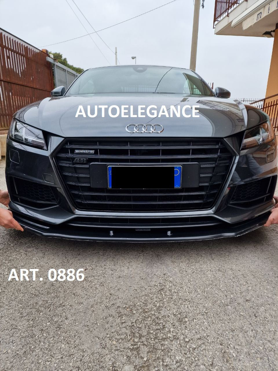 SPLITTER ANTERIORE PER AUDI TT FV MK3 2015+ ADATTO A PARAURTI RS NERO LUCIDO ABS