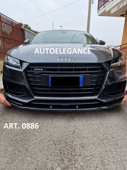 SPLITTER ANTERIORE PER AUDI TT FV MK3 2015+ ADATTO A PARAURTI RS NERO LUCIDO ABS