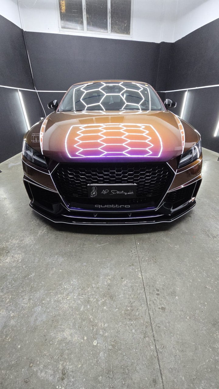 SPLITTER ANTERIORE PER AUDI TT FV MK3 2015+ ADATTO A PARAURTI RS NERO LUCIDO ABS