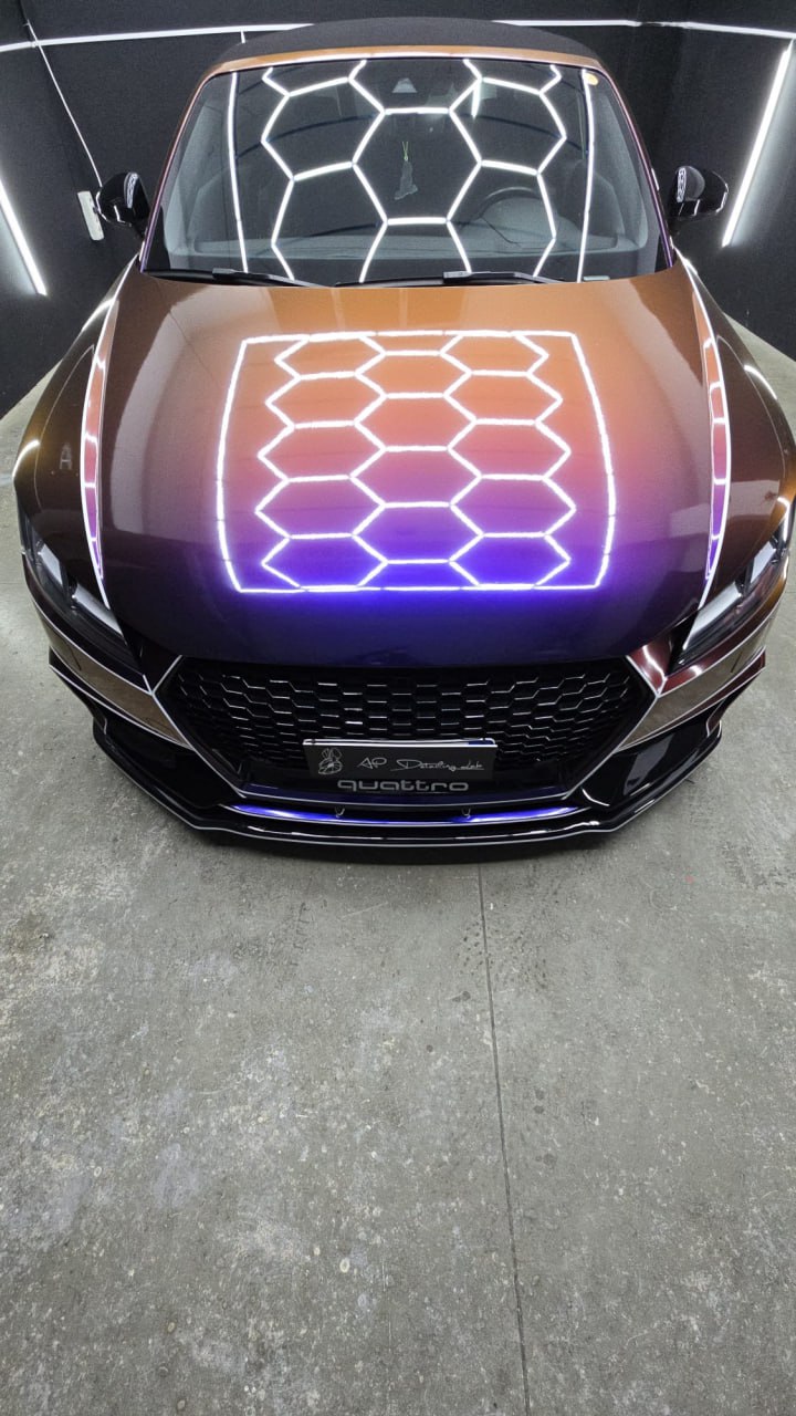 SPLITTER ANTERIORE PER AUDI TT FV MK3 2015+ ADATTO A PARAURTI RS NERO LUCIDO ABS
