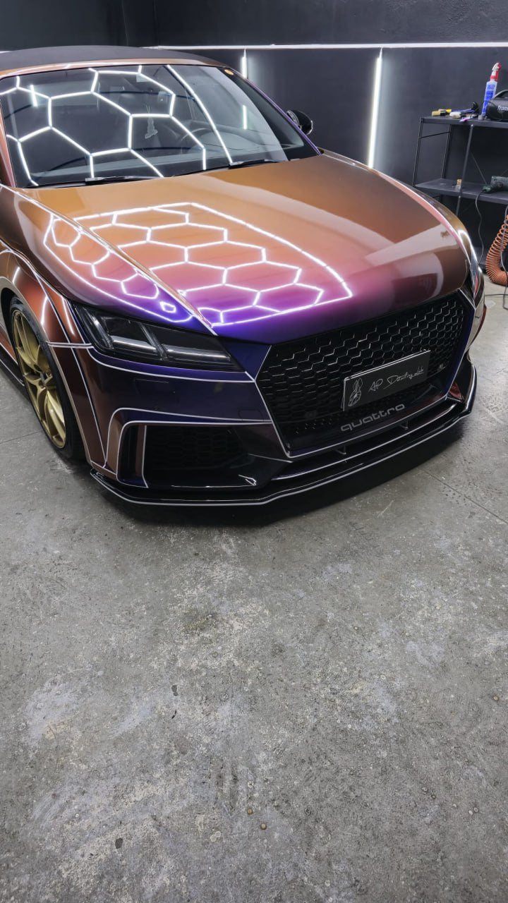 SPLITTER ANTERIORE PER AUDI TT FV MK3 2015+ ADATTO A PARAURTI RS NERO LUCIDO ABS