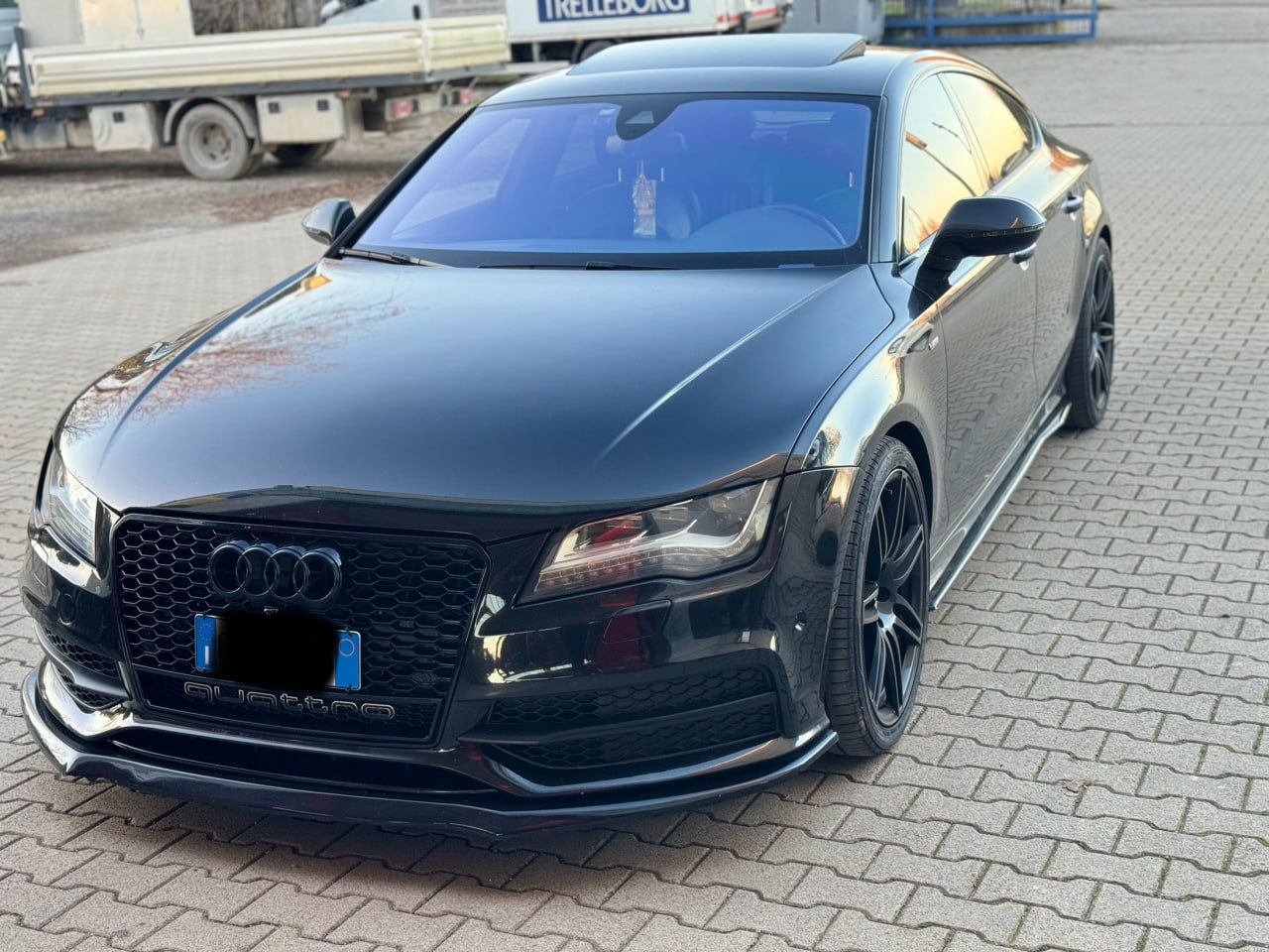 SOTTO MINIGONNE ADATTE PER AUDI A6 4G C7 LOOK NERO LUCIDO DESIGN SPORTIVO 1547