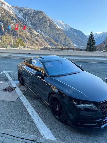 SOTTO MINIGONNE ADATTE PER AUDI A6 4G C7 LOOK NERO LUCIDO DESIGN SPORTIVO 1547