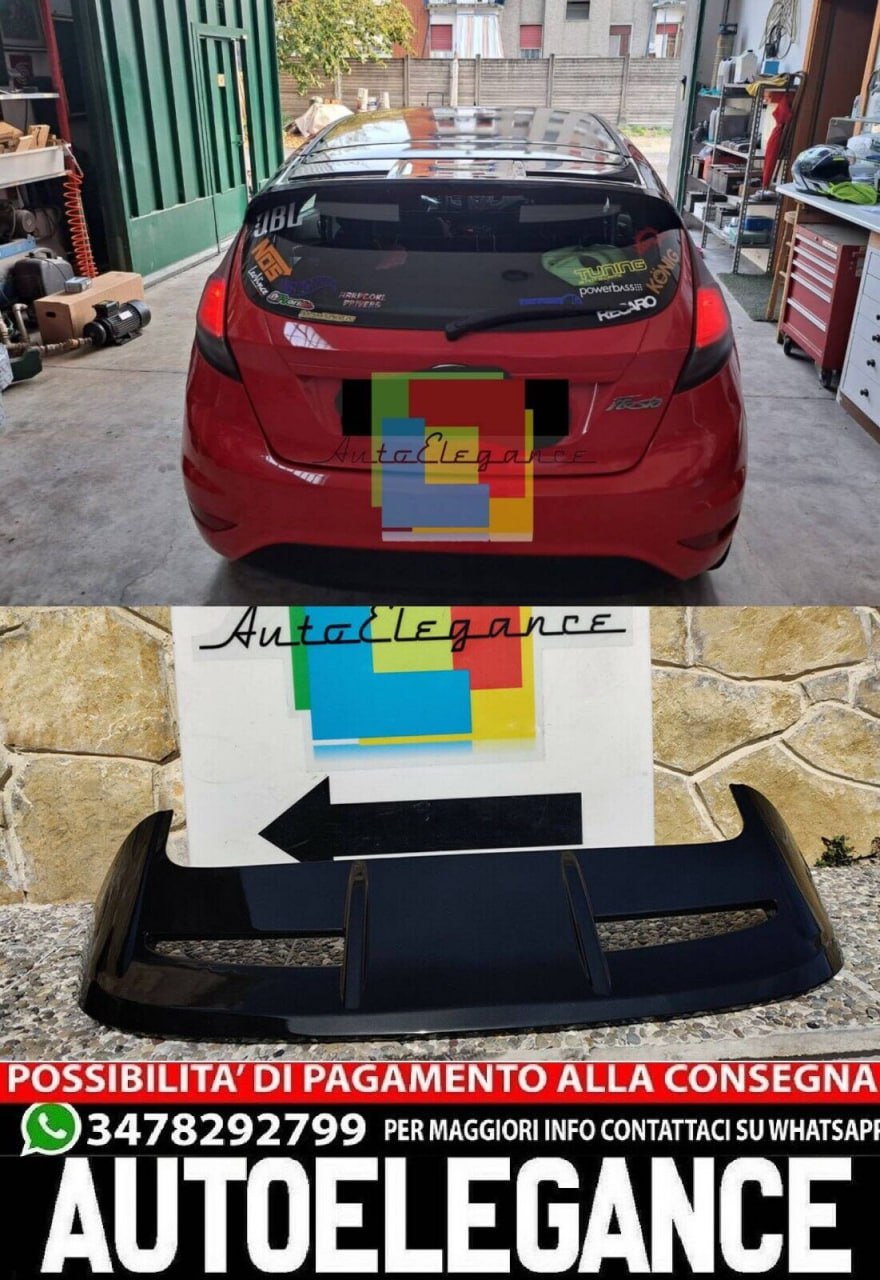 ROOF SPOILER SUITABLE FOR FORD FIESTA MK7 2008-2017 ST LOOK GLOSSY BLACK + 3RD STOP