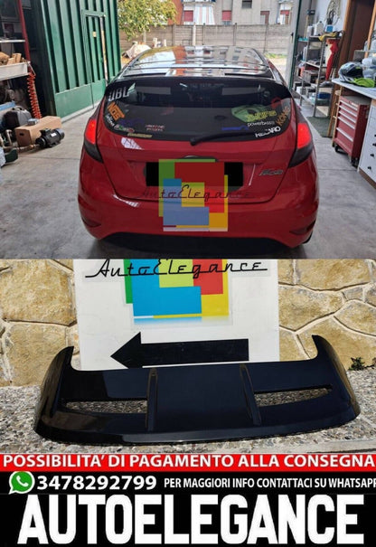 ROOF SPOILER SUITABLE FOR FORD FIESTA MK7 2008-2017 ST LOOK GLOSSY BLACK + 3RD STOP