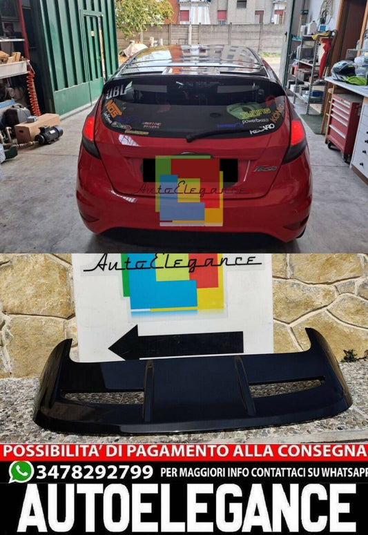 ROOF SPOILER SUITABLE FOR FORD FIESTA MK7 2008-2017 ST LOOK GLOSSY BLACK + 3RD STOP