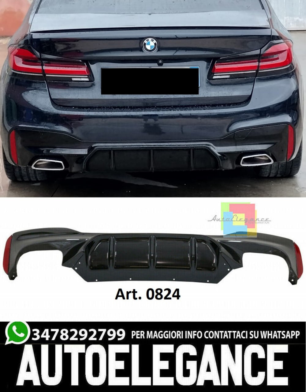 DIFFUSER SUITABLE FOR BMW 5 SERIES G30 G31 2017-2020 MSPORT LOOK M5 MATT 