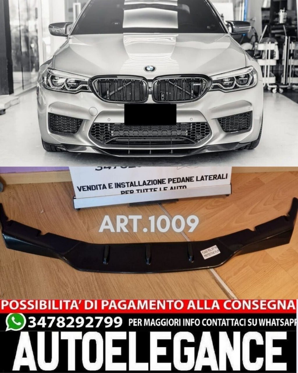 SPLITTER ADATTO PER BMW SERIE 5 F90 M5 (G30 G31) 2017-2020 LOOK NERO LUCIDO