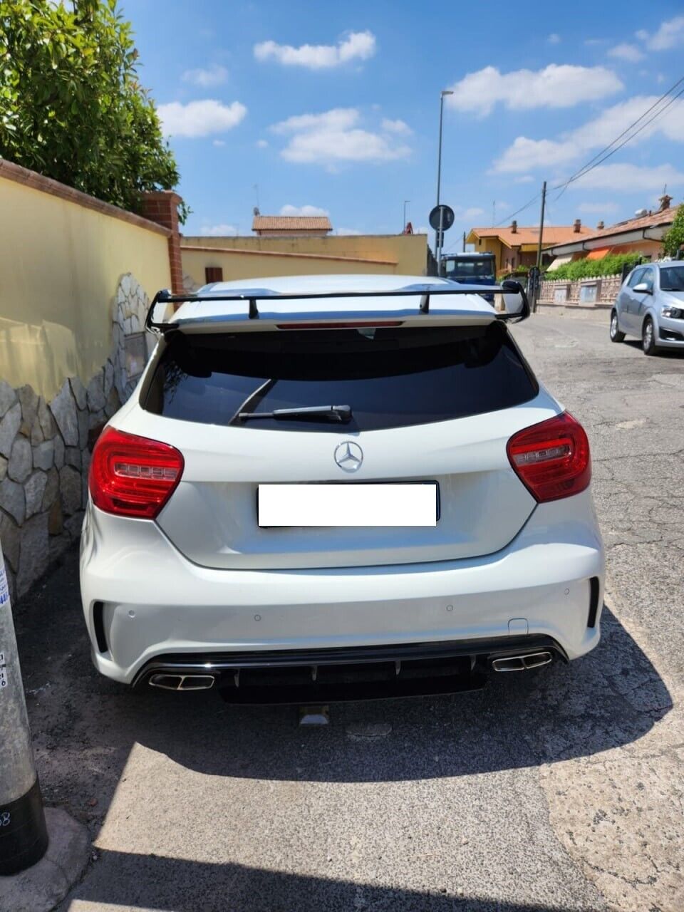 DIFFUSER SUITABLE FOR MERCEDES A CLASS W176 A45 LOOK + CHROME TERMINALS 