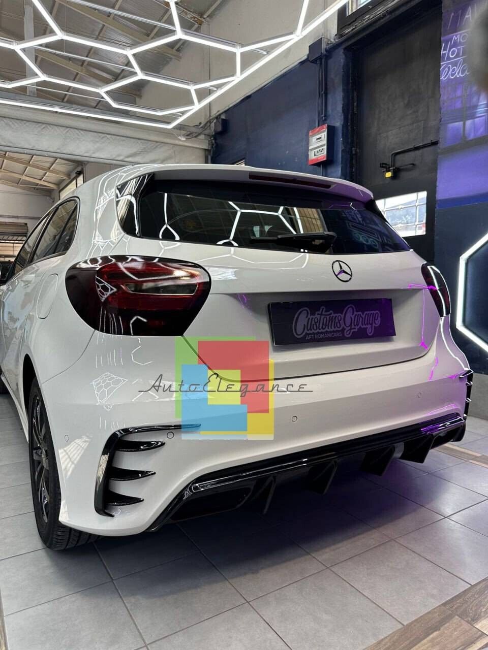 DIFFUSER SUITABLE FOR MERCEDES A CLASS W176 A45 LOOK + CHROME TERMINALS 