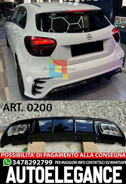 DIFFUSER SUITABLE FOR MERCEDES A CLASS W176 A45 LOOK + CHROME TERMINALS 