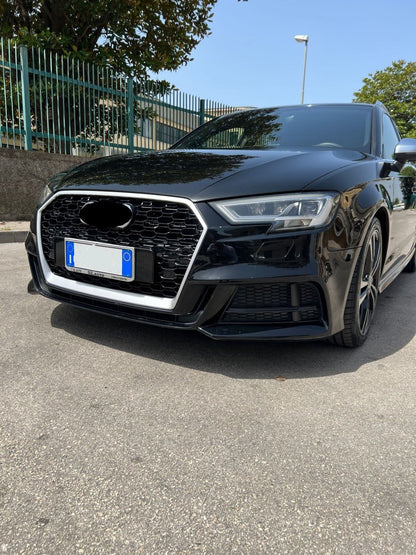 GRIGLIA ANTERIORE AUDI A3 8V 2016-2019 CALANDRA RS3 NIDO D'APE BORDO SATINATA ..