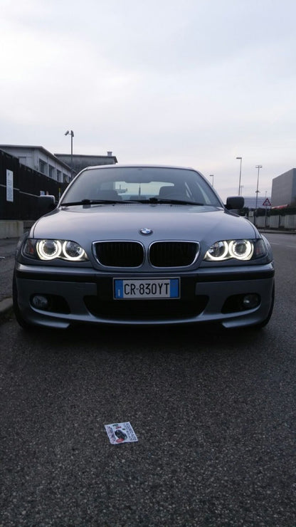 Fari anteriori Bmw e46 angel eyes Bianchi led berlina + station 01-05