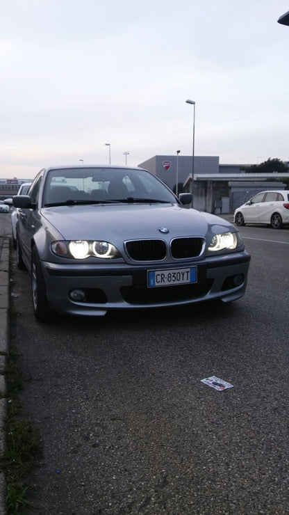 Fari anteriori Bmw e46 angel eyes Bianchi led berlina + station 01-05