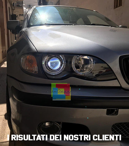 Fari anteriori Bmw e46 angel eyes Bianchi led berlina + station 01-05
