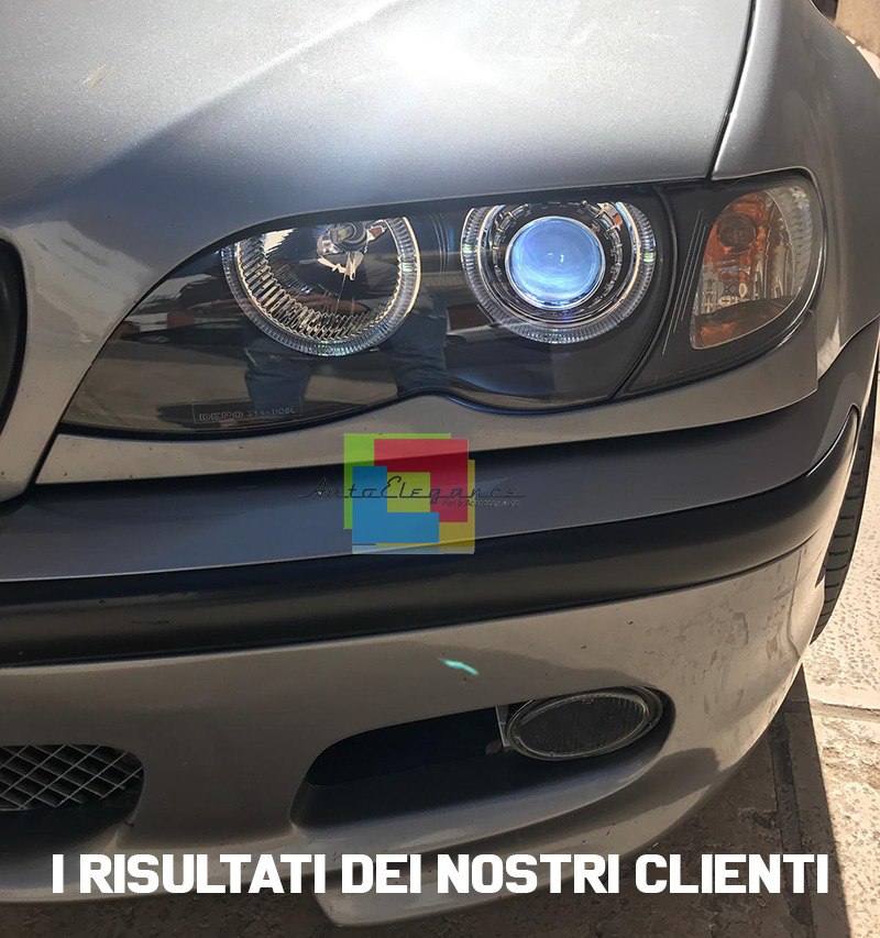Fari anteriori Bmw e46 angel eyes Bianchi led berlina + station 01-05