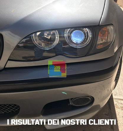 Fari anteriori Bmw e46 angel eyes Bianchi led berlina + station 01-05
