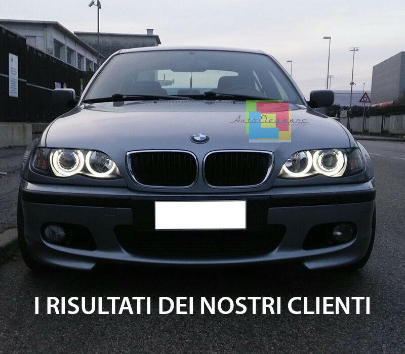 Fari anteriori Bmw e46 angel eyes Bianchi led berlina + station 01-05