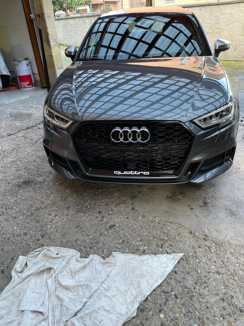 💎GRIGLIA PER AUDI A3 8V 2017-2020 NIDO D'APE TOTAL BLACK RS3 FORO ACC RADAR💎