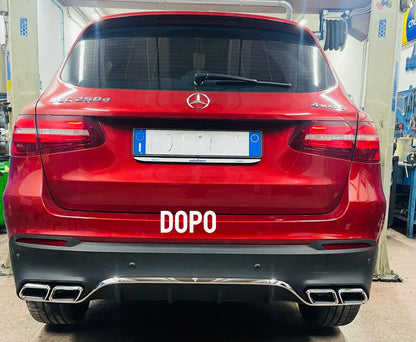 Diffusore Posteriore con Terminali di Scarico adatto per Mercedes GLC X253 SUV (2015-07.2019) equipaggiato Pacchetto Standard