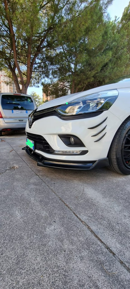 RENAULT CLIO 4 12-18 LAMA SOTTO PARAURTI ANTERIORE IN ABS LOOK SPLITTER RS NERO