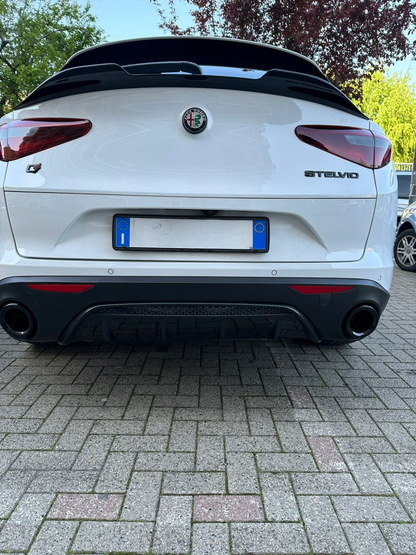 SPOILER BAGAGLIAIO ADATTO PER ALFA ROMEO STELVIO LOOK NERO LUCIDO DESIGN SPORT