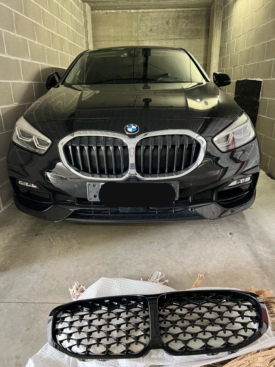 💎GRIGLIA ADATTA PER BMW SERIE 1 F40 LOOK M PERFORMANCE DESIGN NERA DIAMANTATA💎