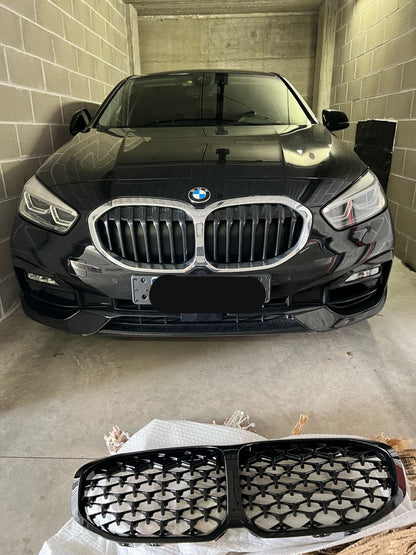 💎GRIGLIA ADATTA PER BMW SERIE 1 F40 LOOK M PERFORMANCE DESIGN NERA DIAMANTATA💎