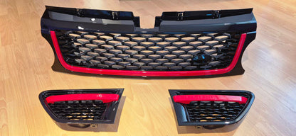 GRIGLIA RANGE ROVER SPORT L320 2009-2013 LIFT LOOK NERO LUCIDO PROFILO ROSSO