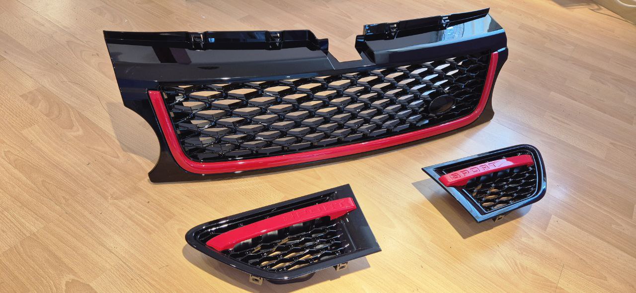 GRIGLIA RANGE ROVER SPORT L320 2009-2013 LIFT LOOK NERO LUCIDO PROFILO ROSSO