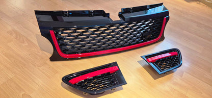 GRIGLIA RANGE ROVER SPORT L320 2009-2013 LIFT LOOK NERO LUCIDO PROFILO ROSSO