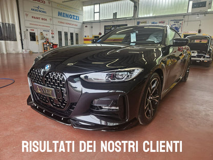 SPLITTER  adatto BMW SERIE 4 G22 G23 PARAURTI ANTERIORE NERO LUCIDO PARAURTI M