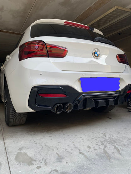 Diffusore Paraurti Doppia Uscita ADATTO per BMW Serie 1 F20 F21 LCI 15-19 Nero