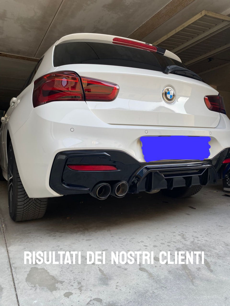 Diffusore Paraurti Doppia Uscita ADATTO per BMW Serie 1 F20 F21 LCI 15-19 Nero