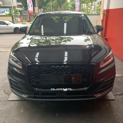 GRILLE SUITABLE FOR AUDI Q2 2016-2020 RSQ2 QUATTRO LOOK GLOSSY BLACK 