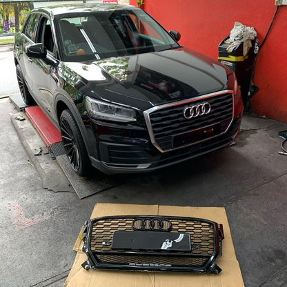 GRILLE SUITABLE FOR AUDI Q2 2016-2020 RSQ2 QUATTRO LOOK GLOSSY BLACK 