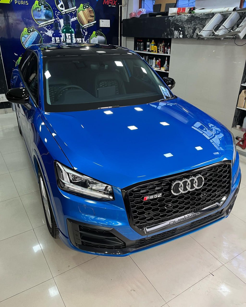 GRILLE SUITABLE FOR AUDI Q2 2016-2020 RSQ2 QUATTRO LOOK GLOSSY BLACK 