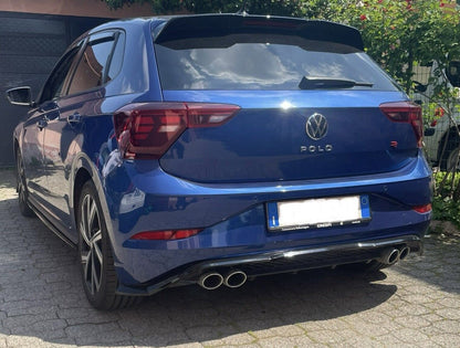 VW POLO AW1 DIFFUSORE POSTERIORE SOTTO PARAURTI QUATTRO TERMINALI ABS NERO ..-