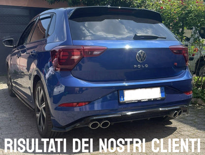 VW POLO AW1 DIFFUSORE POSTERIORE SOTTO PARAURTI QUATTRO TERMINALI ABS NERO ..-