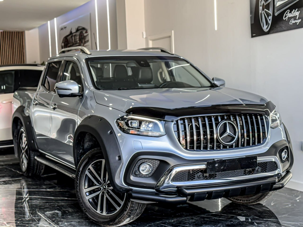 MATT BLACK BULLBAR FOR MERCEDES X CLASS W470 TIGER LOOK TUBULAR STAINLESS STEEL 90MM