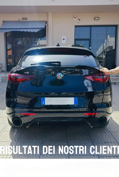 SPOILER COFANO ADATTA A ALFA ROMEO STELVIO SPORTIVO IN ABS NERO LUCIDO VELOCE ..