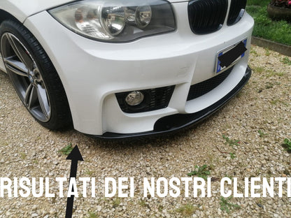 LAMA PER BMW SERIE 1 E81 E87 E82 E88 M1 SPLITTER PARAURTI ANTERIORE NERO LUCIDO.