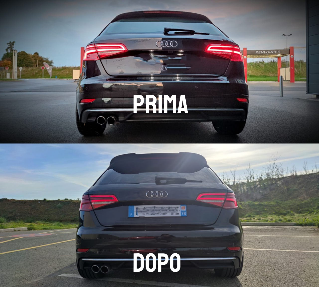 RS3 REAR ROOF SPOILER AUDI A3 8V SPORTBACK 2012-2018 GLOSSY BLACK 