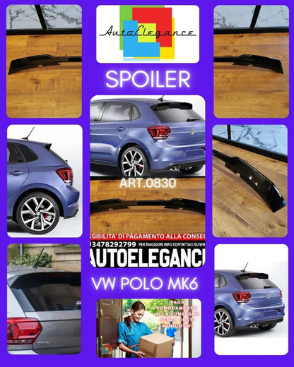 SPOILER ADATTO PER VW POLO AW1 LOOK GTI GTD RLINE LOOK NERO LUCIDO