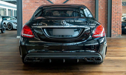 DIFFUSORE ADATTO PER CLASSE C W205 2015-2018 BERLINA STATION C63+TERMINALI NERI