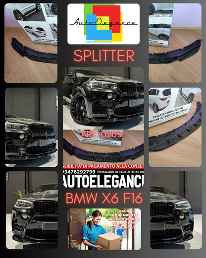 SPLITTER ADATTO PER BMW X5 F15 MX5 X6 F16 MX6 2013-2018 NERO LUCIDO