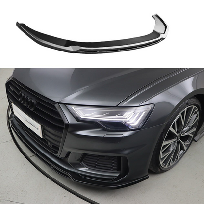 SPLITTER ADATTO PER AUDI A6 C8 2018+ S6 NERO LUCIDO 2 PEZZI