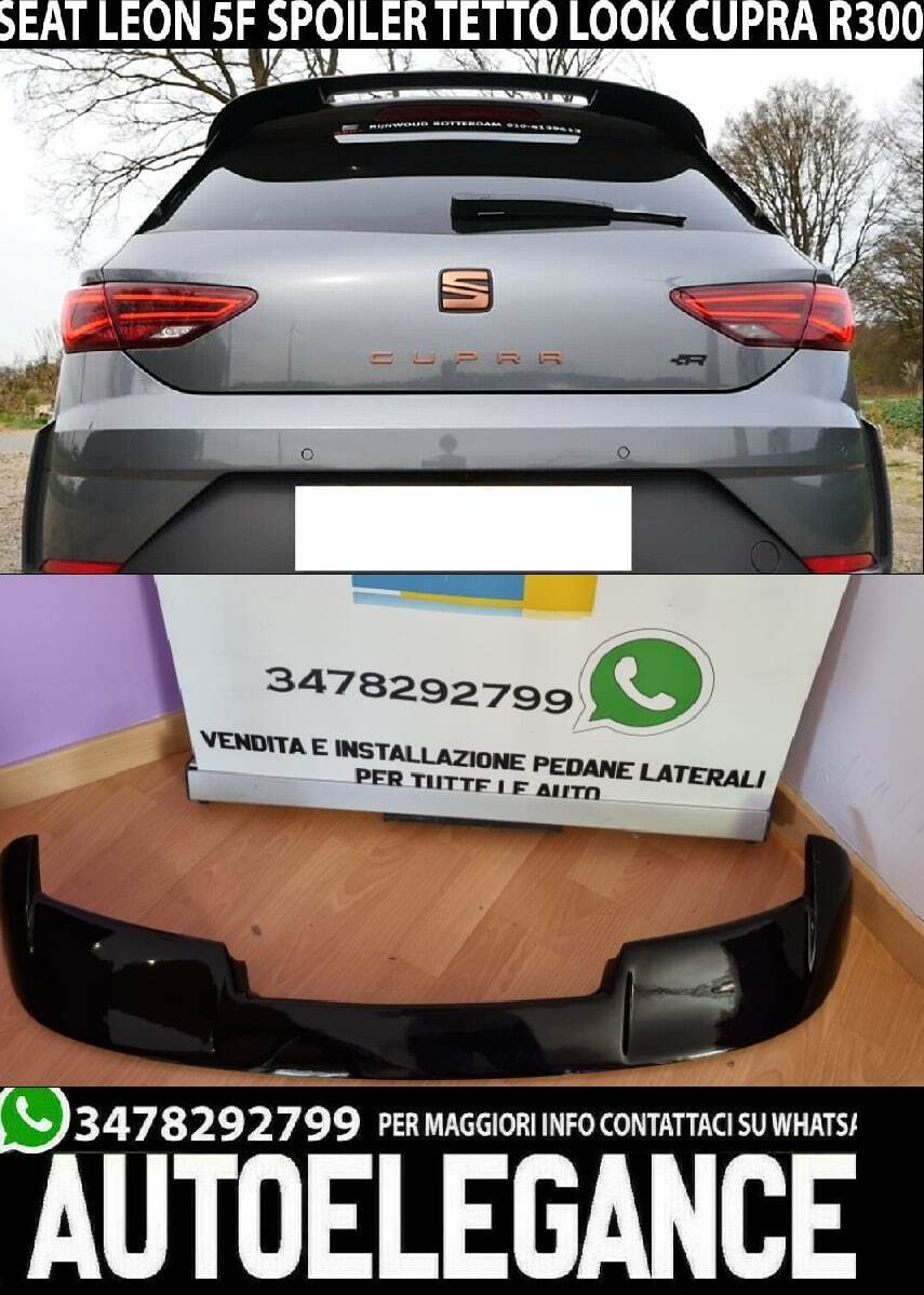 SPOILER ADATTO PER SEAT LEON 5F 5 PORTE 2012-2020 LOOK R300 NERO LUCIDO