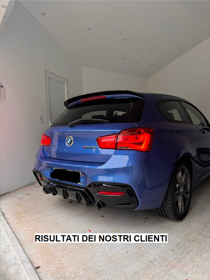 DIFFUSORE ADATTO PER BMW SERIE 1 F20 F21 MSPORT 2015-2019 1+1 LOOK NERO LUCIDO